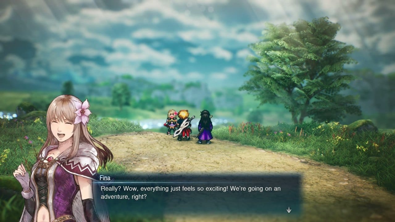 Fina excitedly talking about the adventure ahead in Final Fantasy Resonance