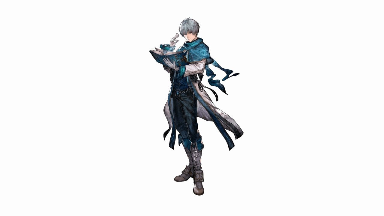 Nichol, the Olderion strategist from Final Fantasy Resonance, reading a book