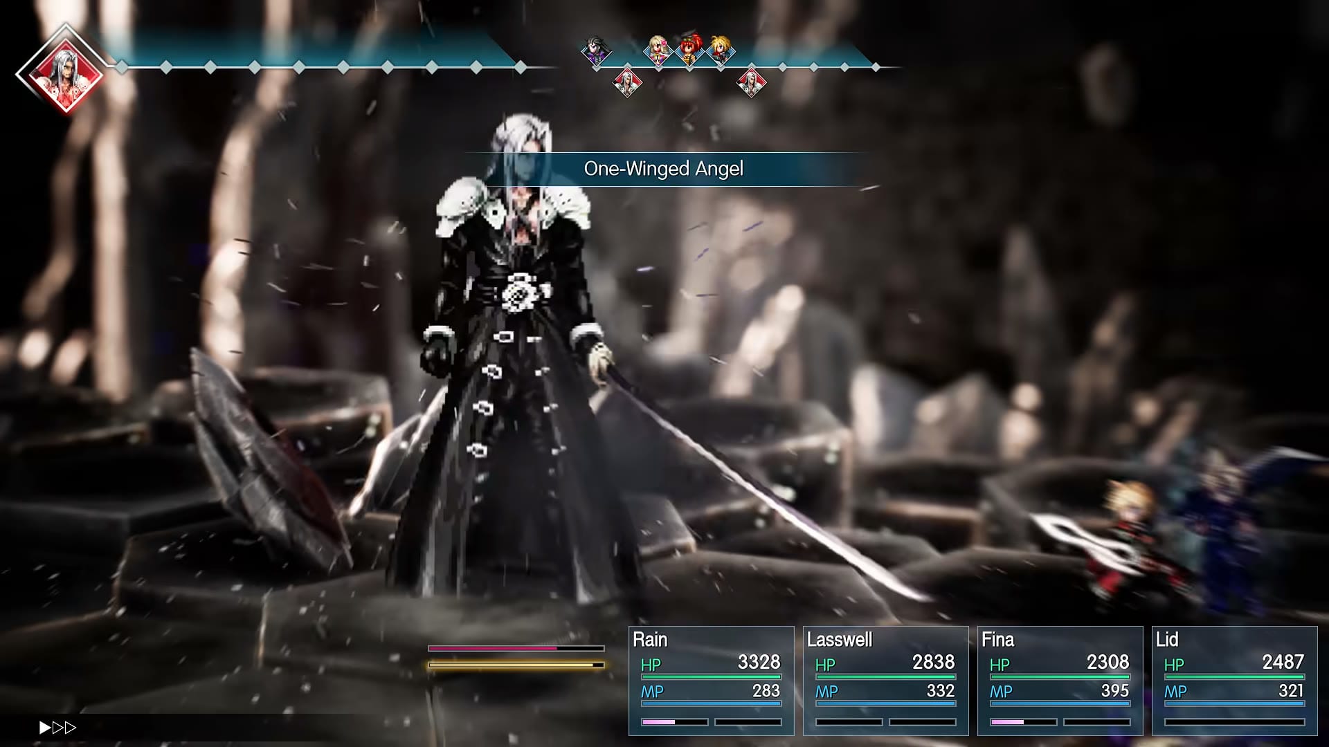 Sephiroth uses One-Winged Angel in the Final Fantasy Resonance boss fight
