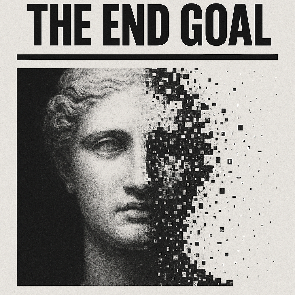 humanity fragmenting into data, dissolving into the digital unknown