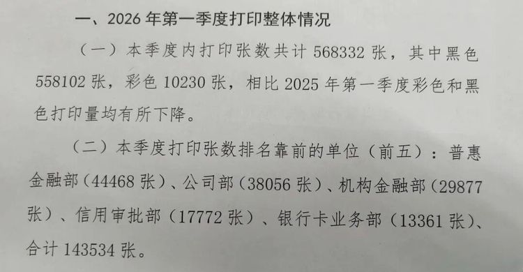 银行降本增效近乎走火入魔：统计第一季度“使用568332张纸”