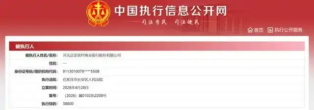 河北正定农商银行今年多次成被执行人，不良贷款率曾连续三年超4%