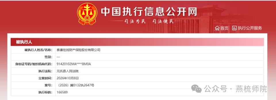 泰康在线再被执行16.66万，千万罚单后的整改遇挫？