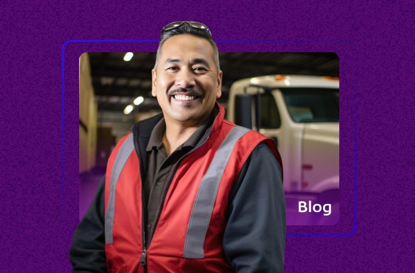 caminhoneiro sorridente emitindo conhecimento de transporte eletrônico