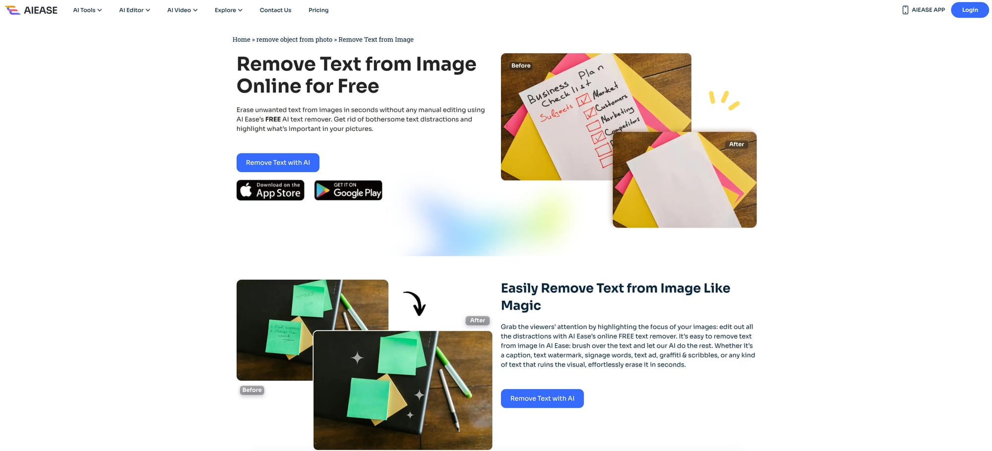 Aiease Remove Text from Image