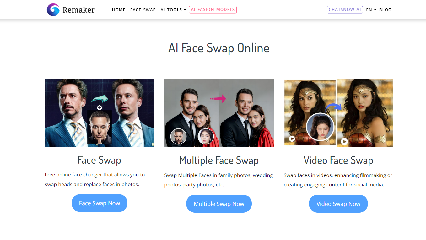 Remaker free video face swap online