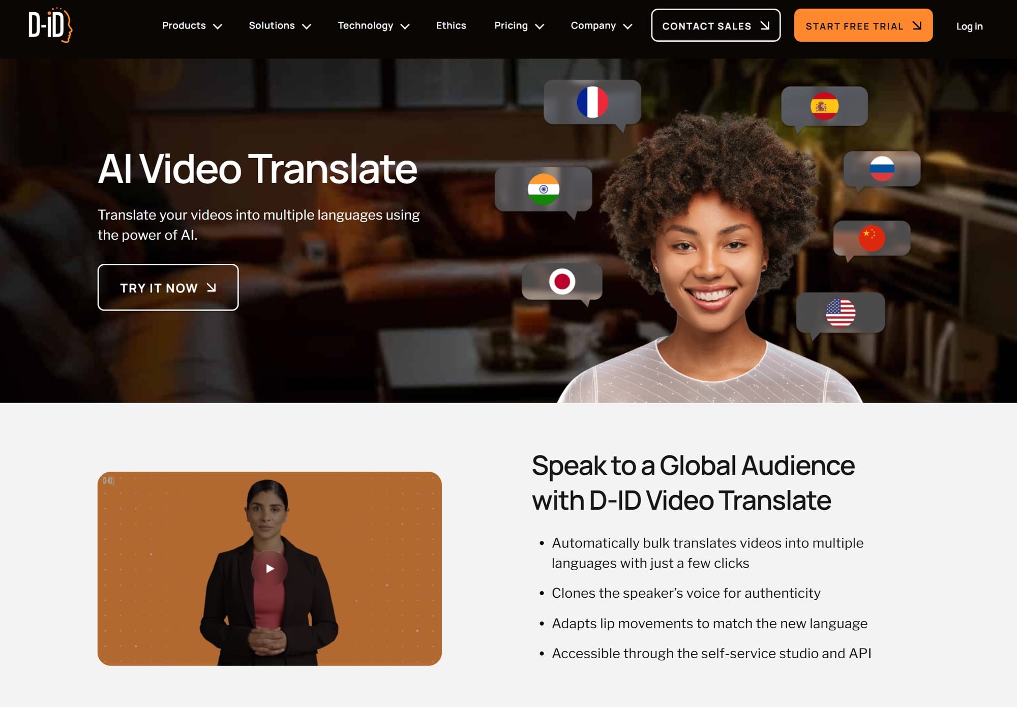 D-ID – Best AI Video Translator