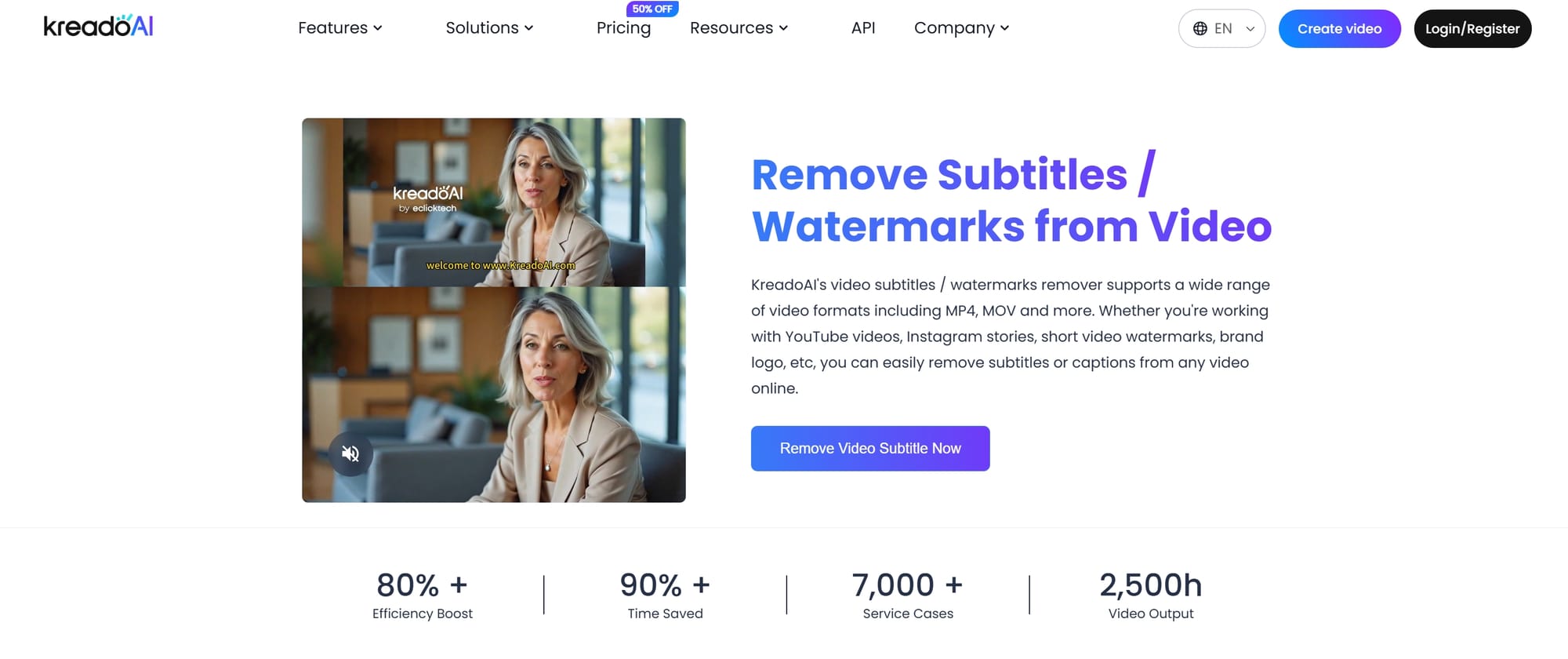 KreadoAI Remove Subtitles Watermark from Video
