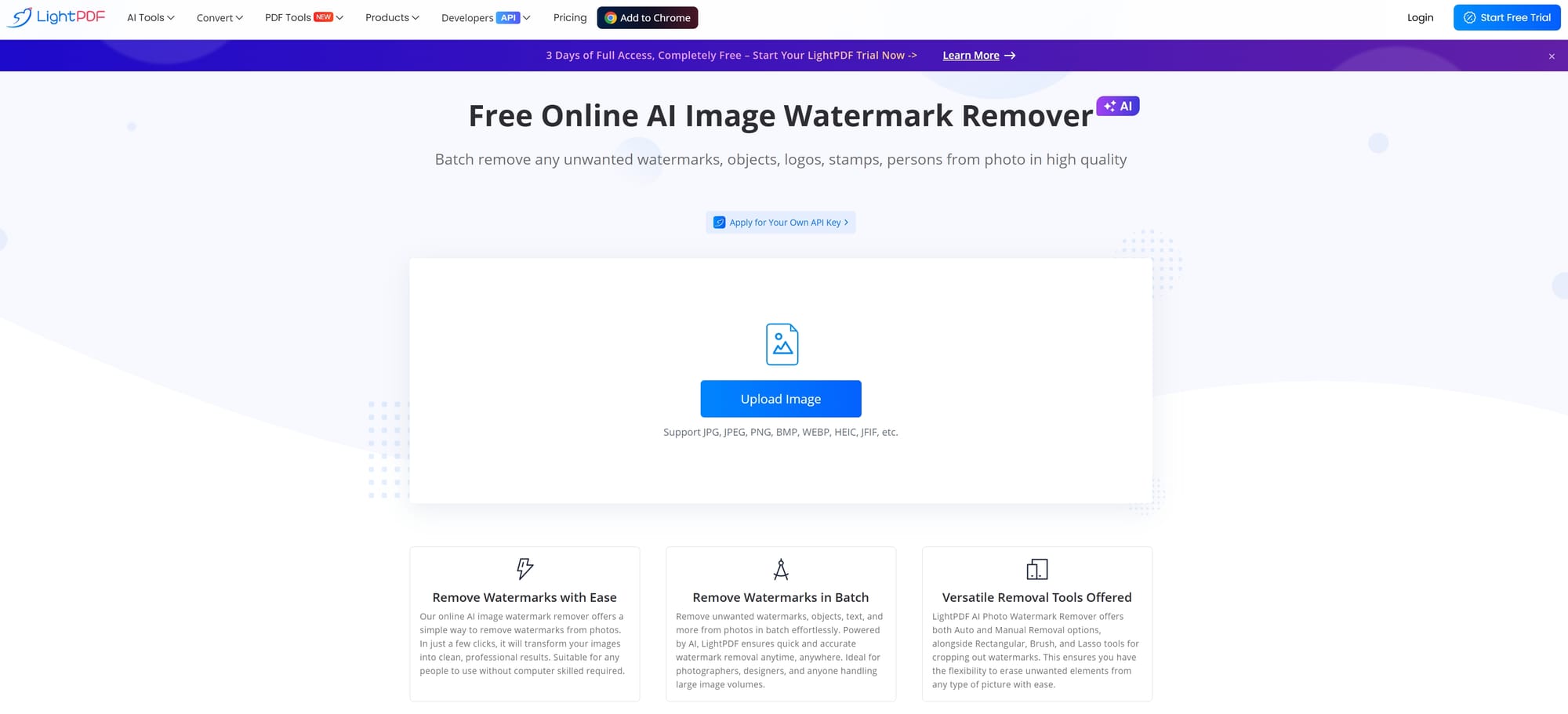 LightPDF – Best AI Remove Video Watermarks