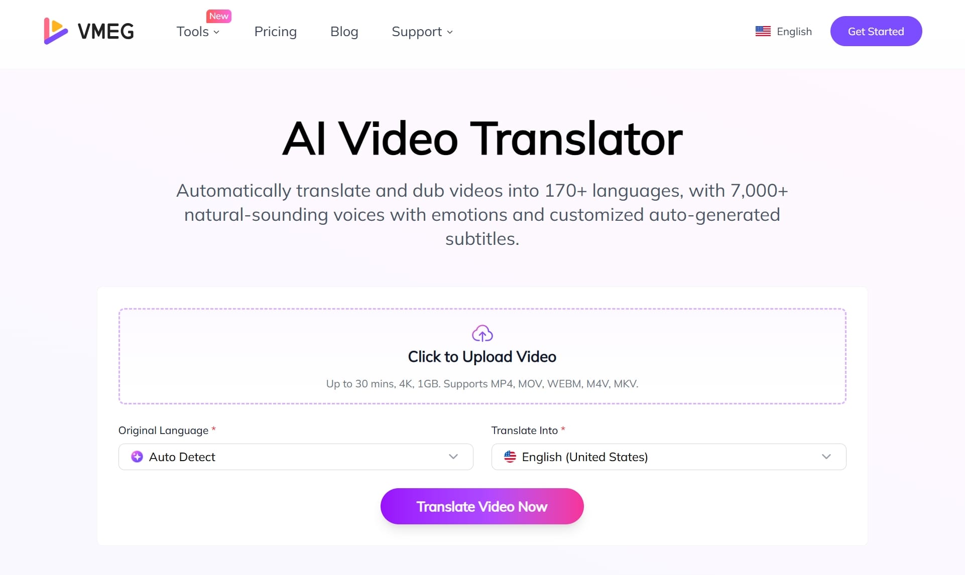 VMEG – Best AI Video Translator