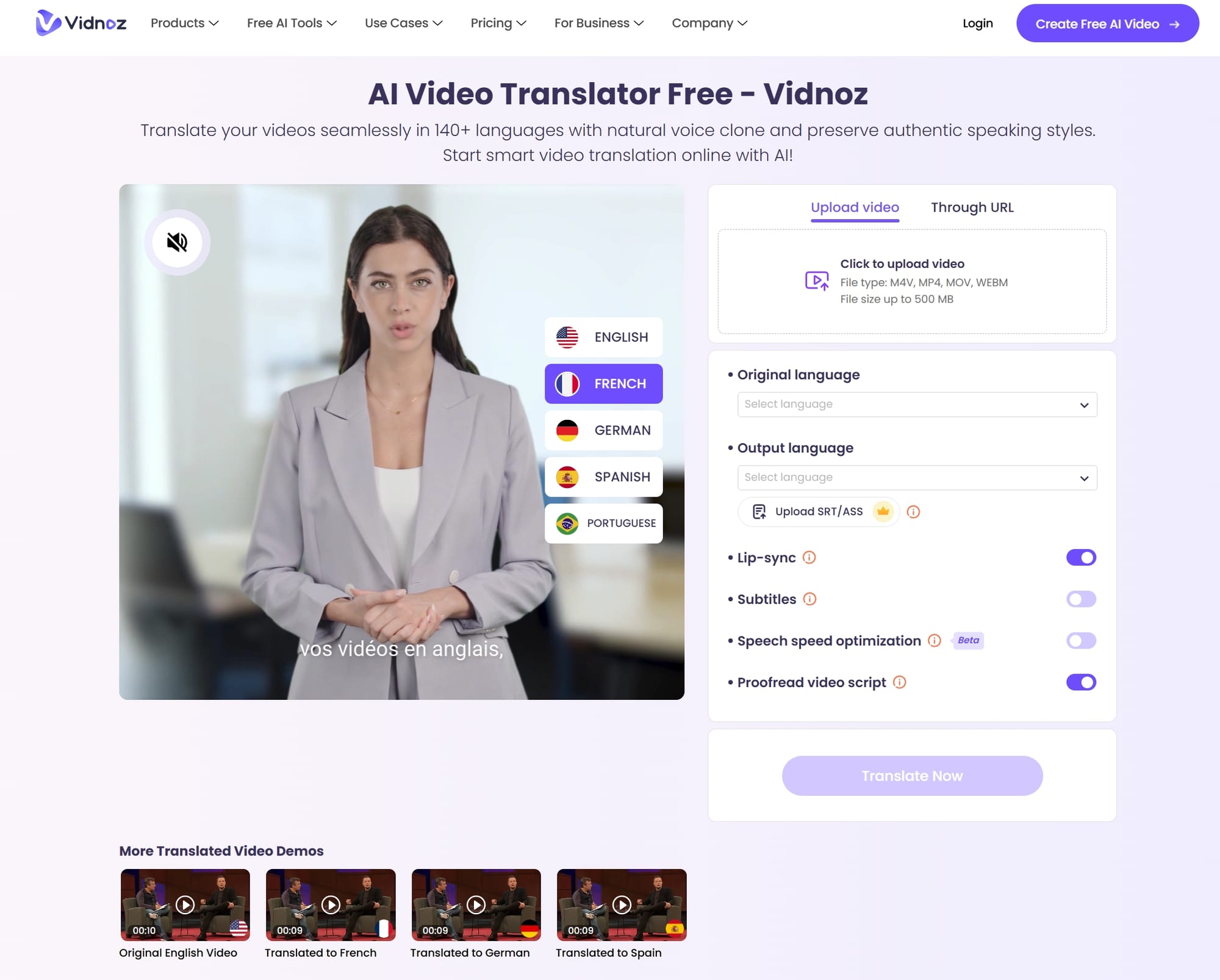 Vidnoz – Best AI Video Translator