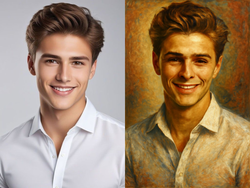 Man generated by AI oil painting generator