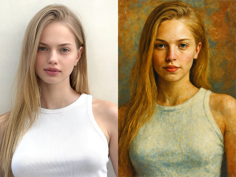 Fashion model AI oil painting generator
