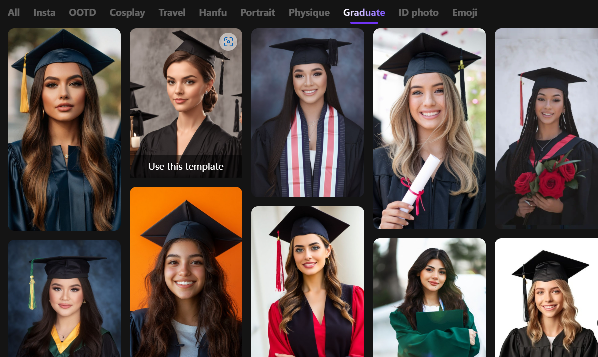 Graduation photo face swap