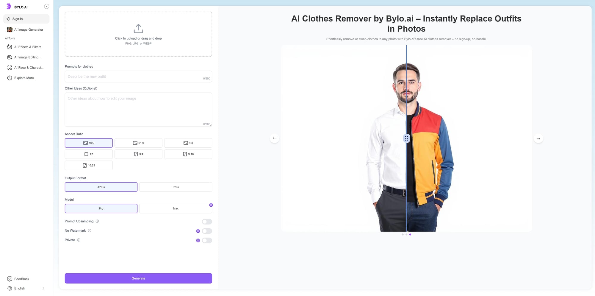 Bylo AI Clothes Remover