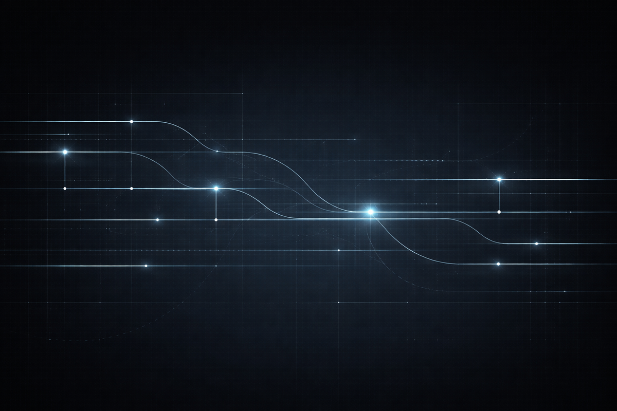 Abstract signal lines and grids on a dark background, representing regulatory timelines, governance oversight, and compliance monitoring.