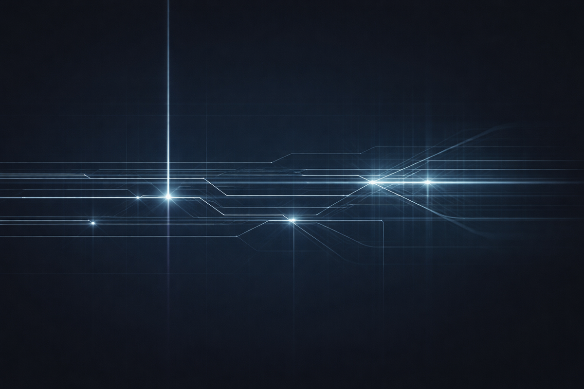 Federal–state AI regulatory tension shown as intersecting signal lines, with vertical federal pressure reshaping layered state frameworks.