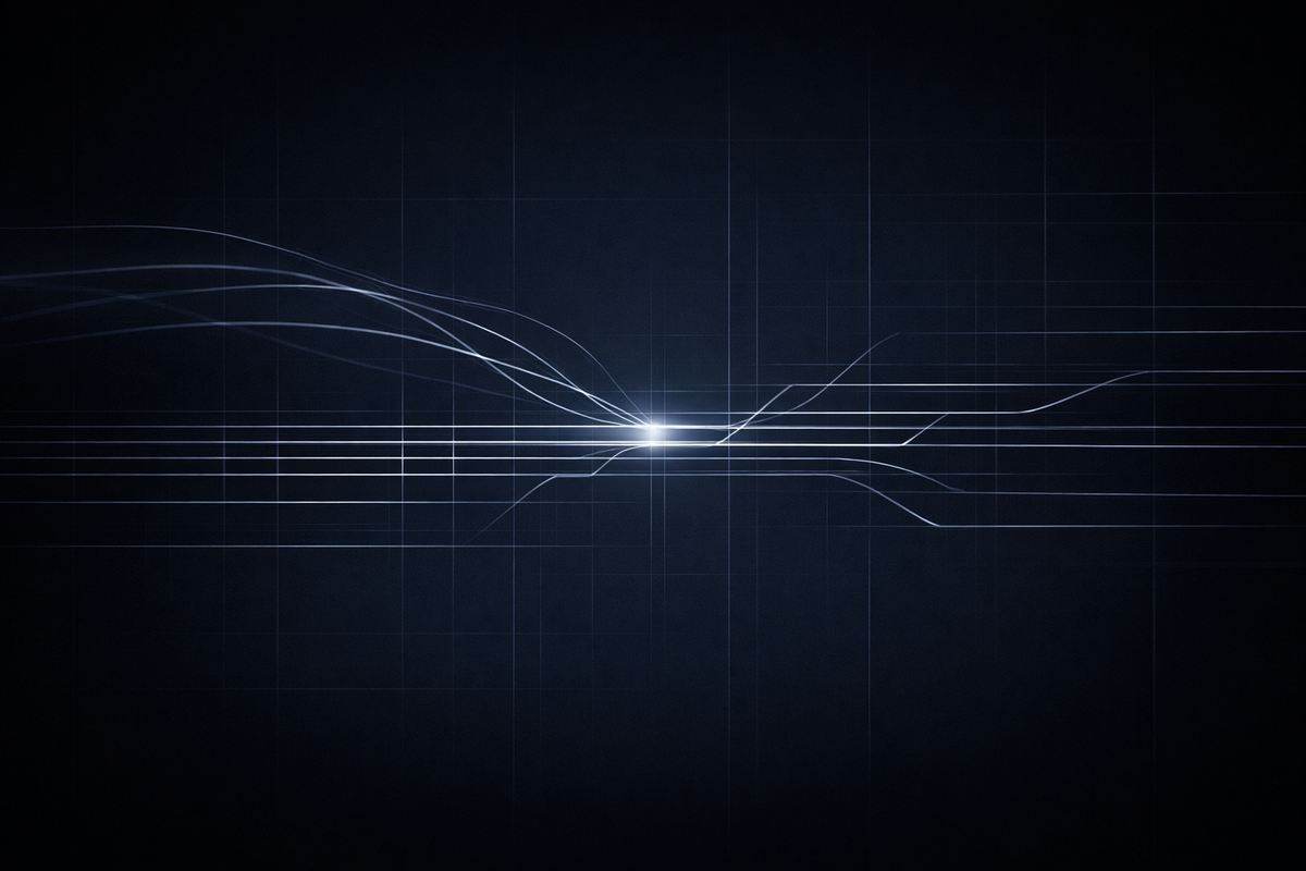 AI governance constraints intersect with federal procurement structure, showing layered signals, controlled tension, and contract-bound system alignment within a regulatory grid.