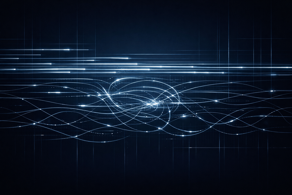 AI-driven healthcare admin workflows accelerating while inefficiencies persist—visualizing system friction, throughput imbalance, and rising process density