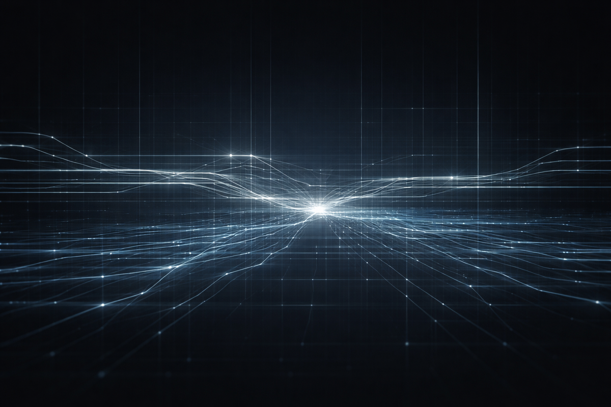 Hybrid logistics network visualization showing private delivery systems transitioning into public infrastructure, highlighting coverage boundaries and systemic risk patterns