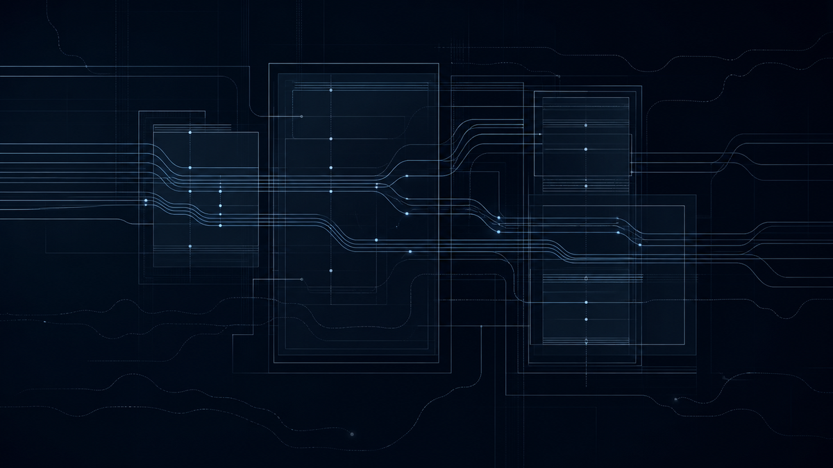 Shadow AI-agent governance visual with signal lines, containment frames, and unresolved workflows beyond control coverage.