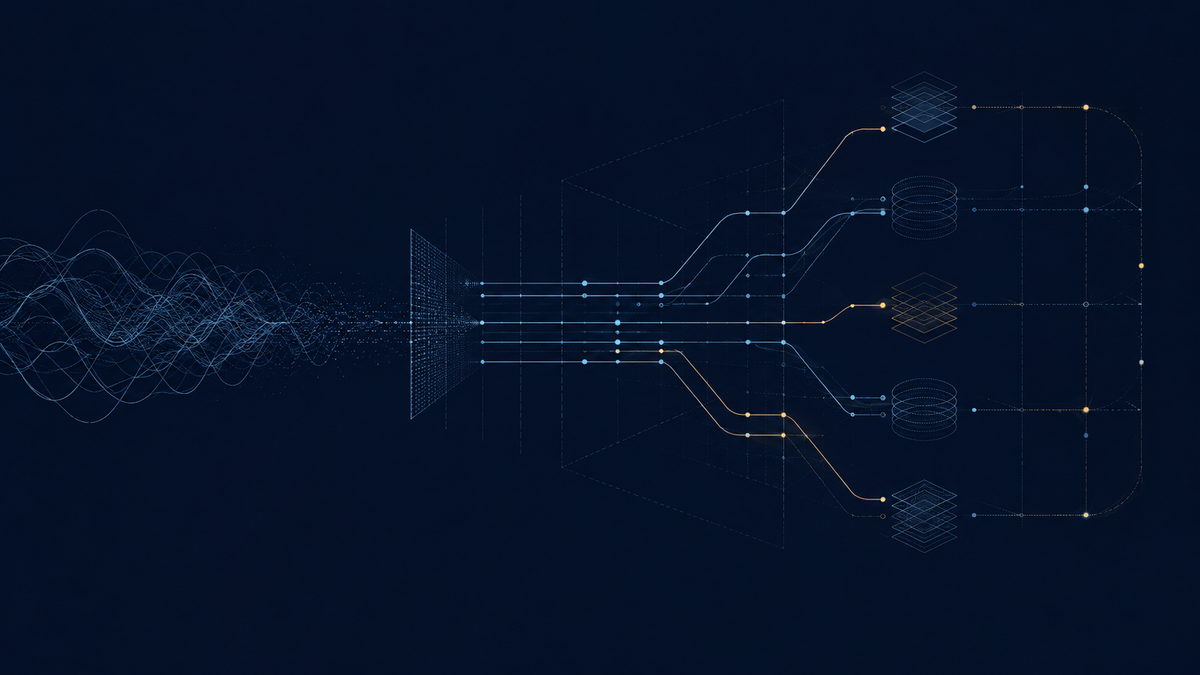 AI notetaker privacy visualized as fading sound waves that become persistent, traceable data records.
