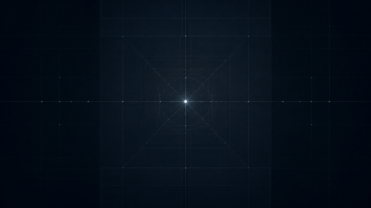 Abstract navy grid with a single glowing point, symbolizing the AWS AI opt-out control without a visible audit trail.