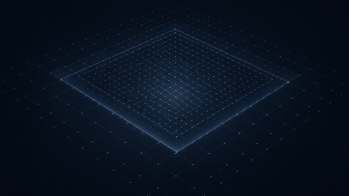 Abstract nested grid illustrating SB 315 audit requirements and structured AI governance oversight.