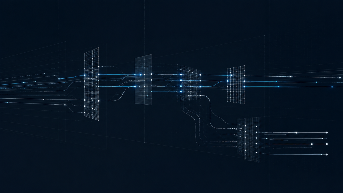 AI chatbot child safety regulation shown as blue data paths moving through validation gates on a dark navy grid.