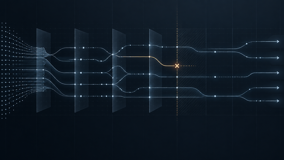 Ninth Circuit GitHub Copilot DMCA ruling visualized as one blocked AI copyright path beside several unresolved tracks.