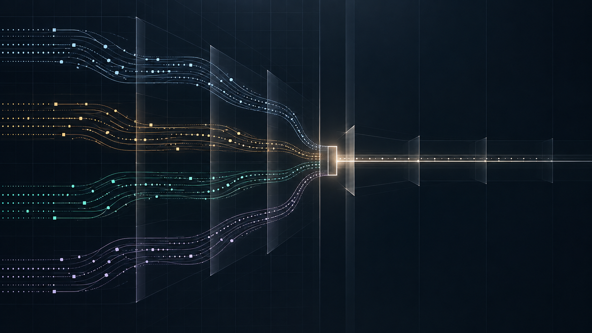 Connecticut AI WARN disclosure visual with multiple evidence streams converging into one regulated decision path.