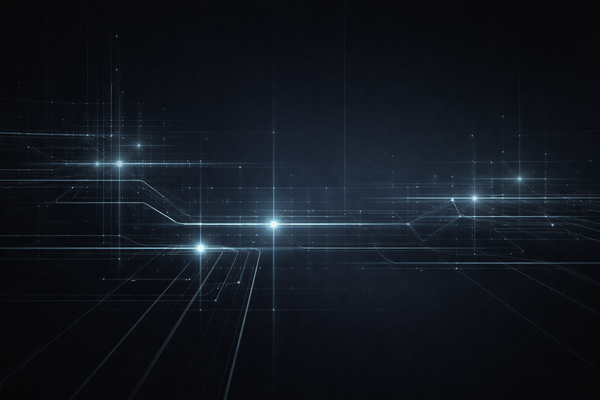 Abstract intelligence-grade visualization of public safety and emergency coordination systems, showing interconnected signal lines and governance structures across multiple cities.