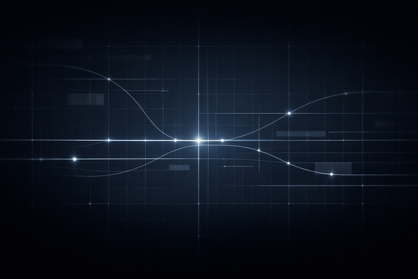 Abstract signal lines and subtle grids on a dark background, representing AI governance, sensitive inference oversight, and regulatory traceability in an intelligence-grade visual.