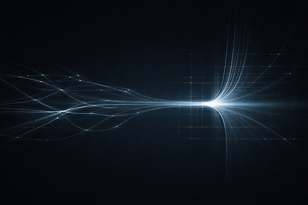 Minimalist regulatory intelligence visual showing fragmented signal lines converging into a single controlled channel, representing enforcement-driven market normalization.