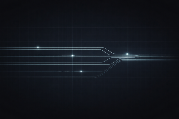 Abstract intelligence-grade visual of compliance signal flows compressing at governance checkpoints in a secure regulatory monitoring system.