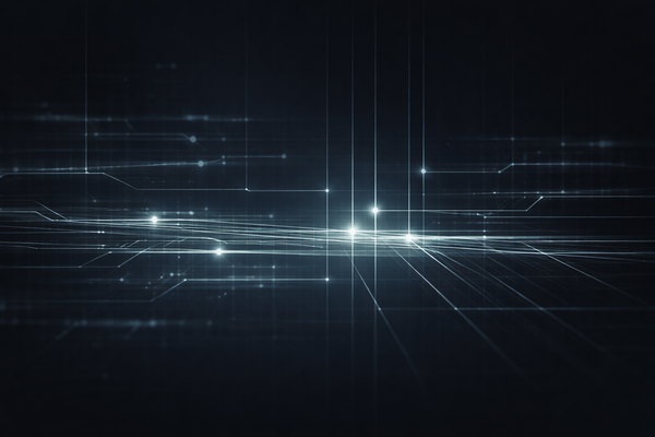 Abstract signal grid showing regulatory disclosure flows resolving into auditable pathways with oversight checkpoints and fiduciary traceability