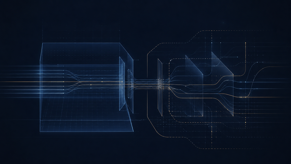Bank model-risk guidance visual with AI governance lanes, traceable signal flows, and regulatory scope boundaries.