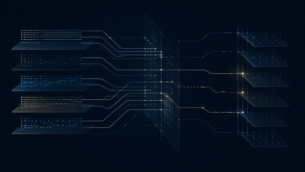 Abstract regulatory intelligence visual showing AI claim pathways, evidence tracing, consent boundaries, and governance review.