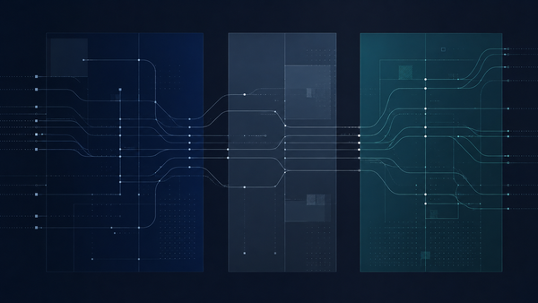 Segmented KIDS Act compliance architecture shown as 3 tonal panels with routed signal lines on a navy background