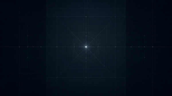 Abstract navy grid with a single glowing point, symbolizing the AWS AI opt-out control without a visible audit trail.