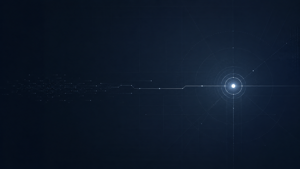 Abstract graphic symbolizing AI vendor liability without explainability, signal fading before origin.
