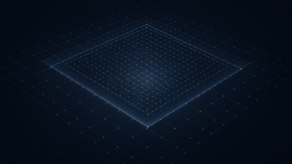 Abstract nested grid illustrating SB 315 audit requirements and structured AI governance oversight.