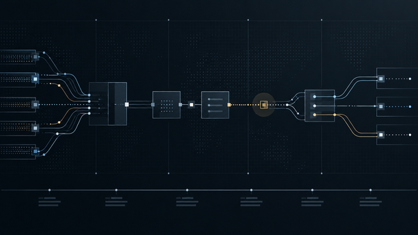 WISeR AI prior authorization workflow shown as connected signal paths, checkpoints, and a delayed handoff.