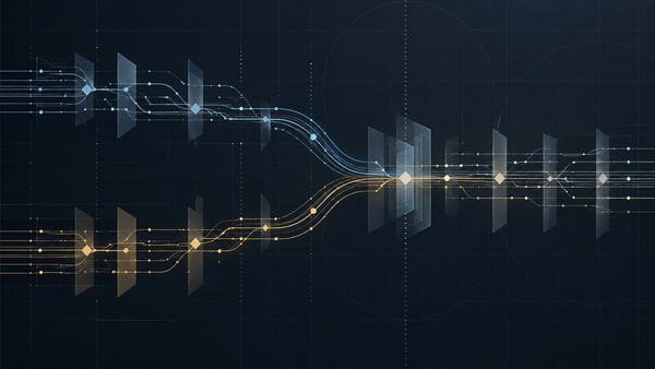 FDA FY2027 AI device guidance visualized as converging data flows, checkpoints, and traceable lifecycle pathways.