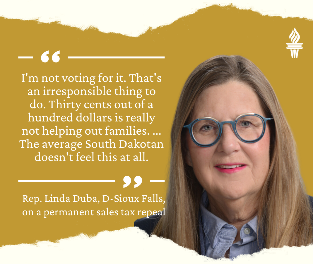 South Dakota Rep. Linda Duba quote on the state's sales tax repeal