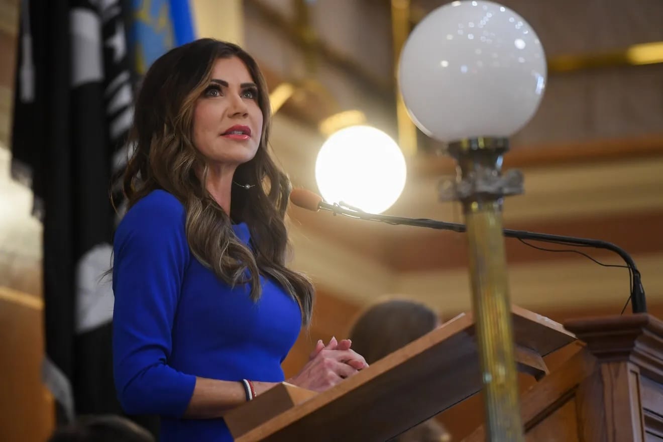 South Dakota Gov. Kristi Noem gives the State of the State address in Pierre. 