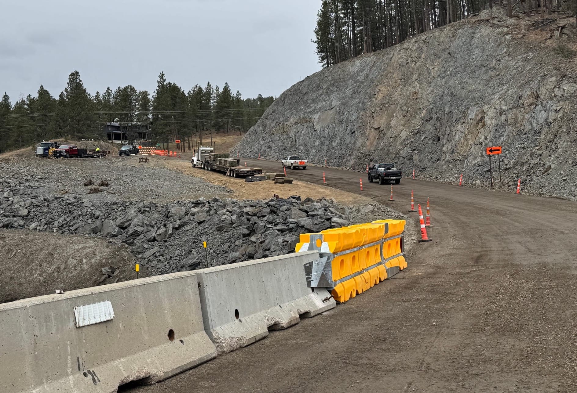 Construction crews work on US 385 in the Black Hills.