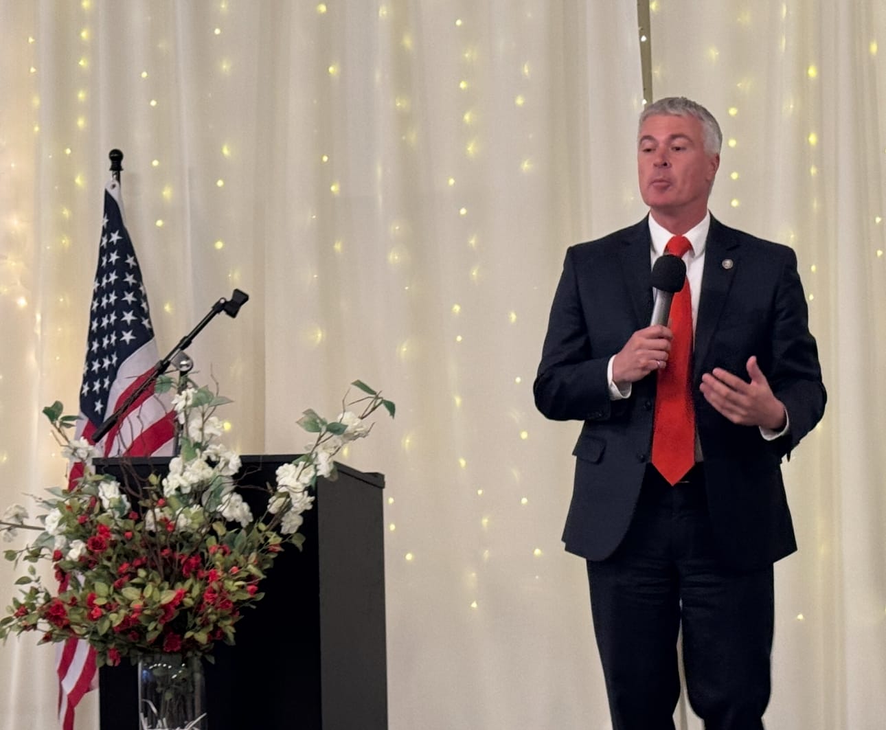 South Dakota Attorney General Marty Jackley speaks at the Brown County Republican Party Lincoln Day Dinner in Aberdeen