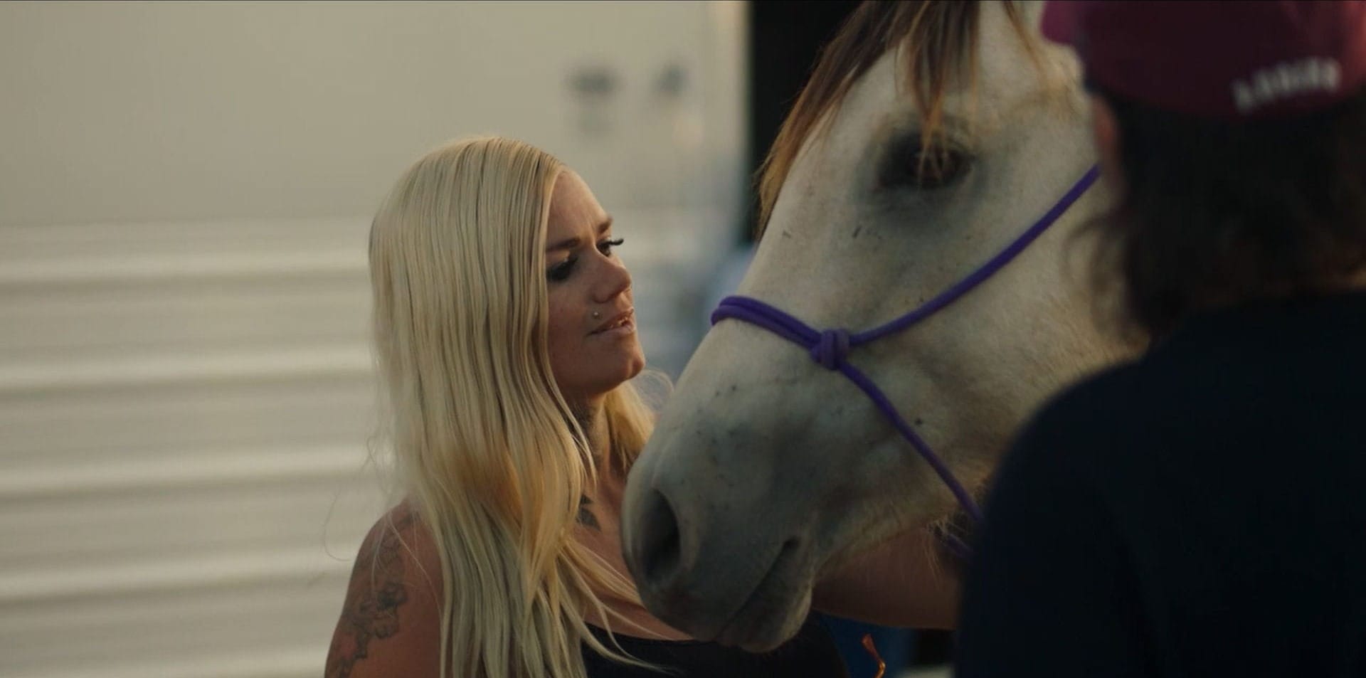 Tabatha Zimiga with a horse in an 'East of Wall' scene, 2025.