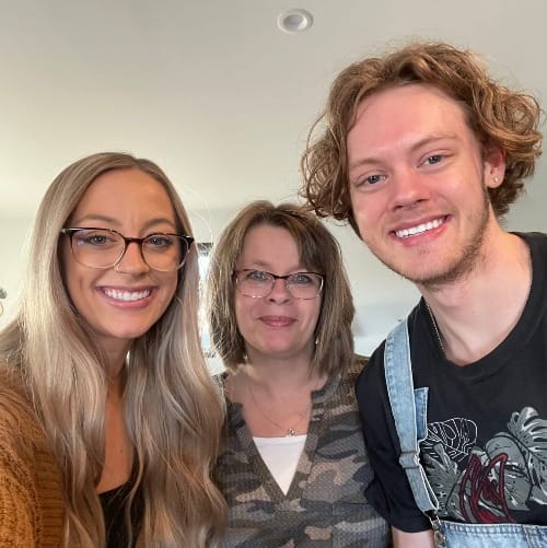 Brianna Easton, Benita Weber and Matthew Weber at Benita's house in Aberdeen, S.D. 